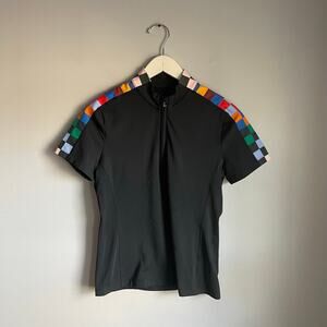 Tory Sport Short Sleeve Athletic Cycling Golf Top Rainbow Checkered Size Small